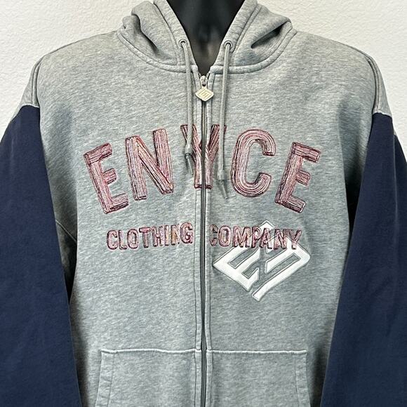 Vintage Y2Ks Enyce Clothing Company Hoodie Hooded Sweatshirt Gray XL X-Large - Picture 6 of 9